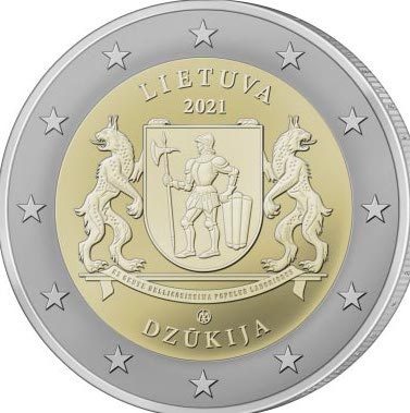 2 EURO LIETTUA 2021 "DZUKIJA"- LIETTUA ETNOGRAAFISET ALUEET