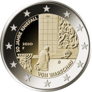 2 EURO DEUTSCHLAND 2020 "50 JAHRE KNIEFALL VON WARSCHAU" 5 STUK