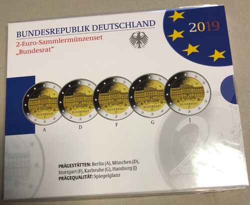2 EURO DEUTSCHLAND 2019 "BUNDESRAT" - (A / D / F / G / J) PROOF