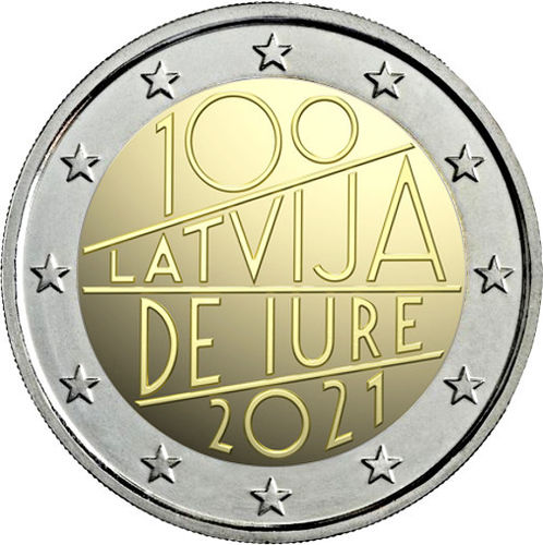 2 EURO LATVIA 2021"LATVIAN KANSAINVÄLISEN TUNNUSTUKSEN 100 VUOSIPÄIVÄ