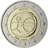2 Euro  Malta 2009 10 Jahre Euro