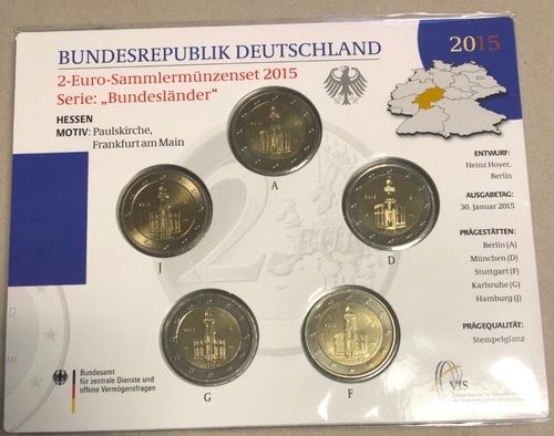 2 EURO DEUTSCHLAND 2015 PAULISKIRCHE - (A / D / F / G / J)