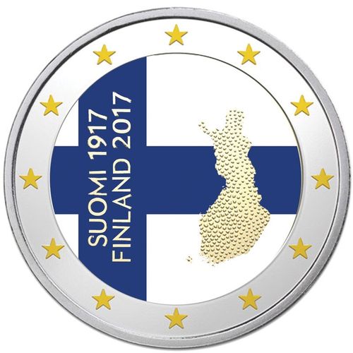 2 Евро Финляндия 100 в 2017 году Цветной