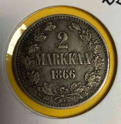 2 MARKKA FINNLAND 1866